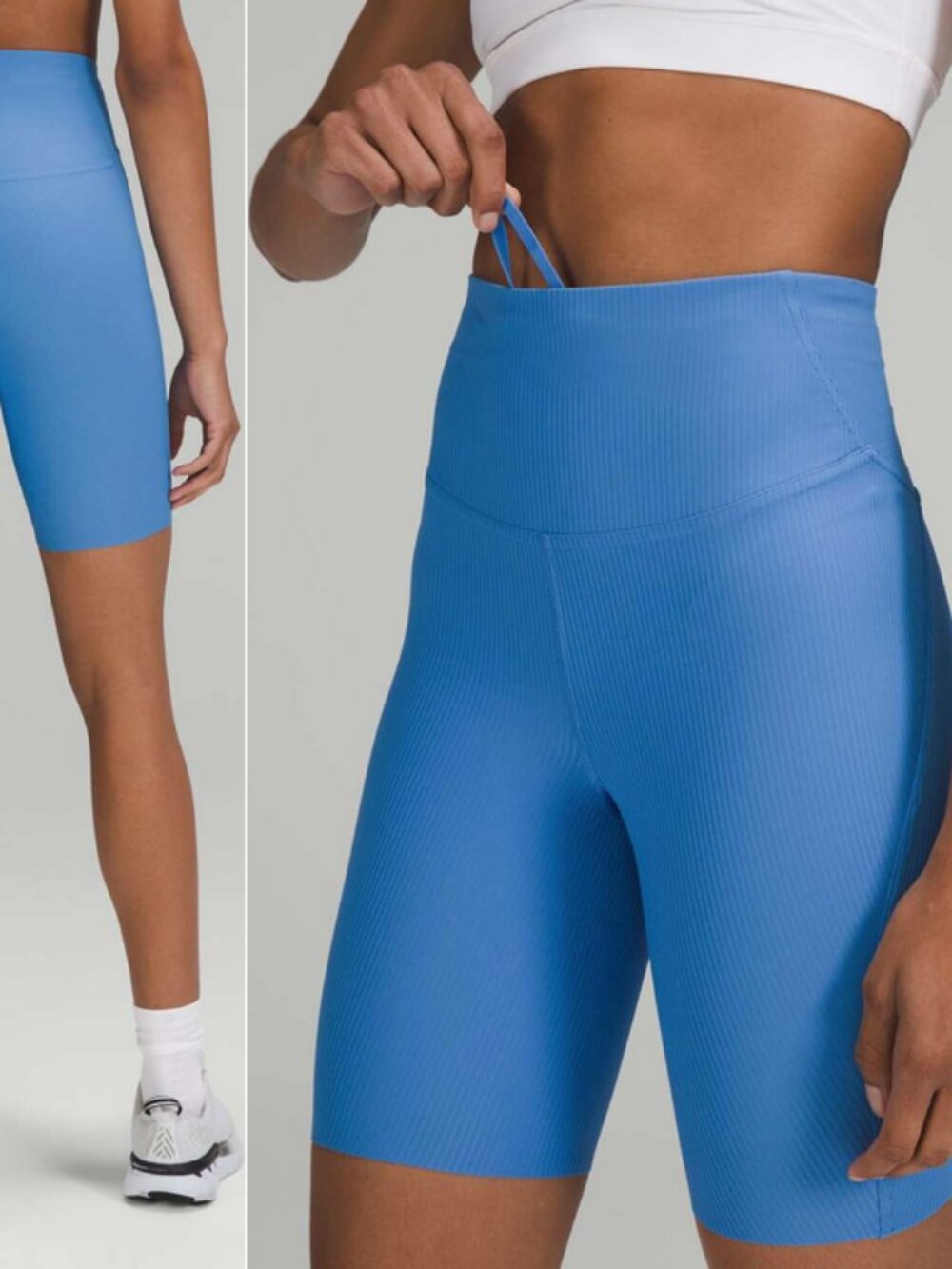 Lululemon Base Pace High-Rise Running Shorts Blue Ribbed